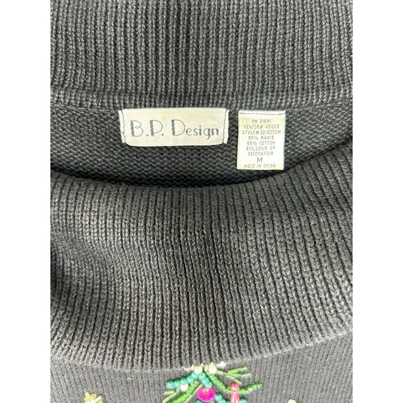 Vintage Christmas Sweater Women's M Beaded Jeweled Tree Cowl Neck BP Design - Picture 10 of 11